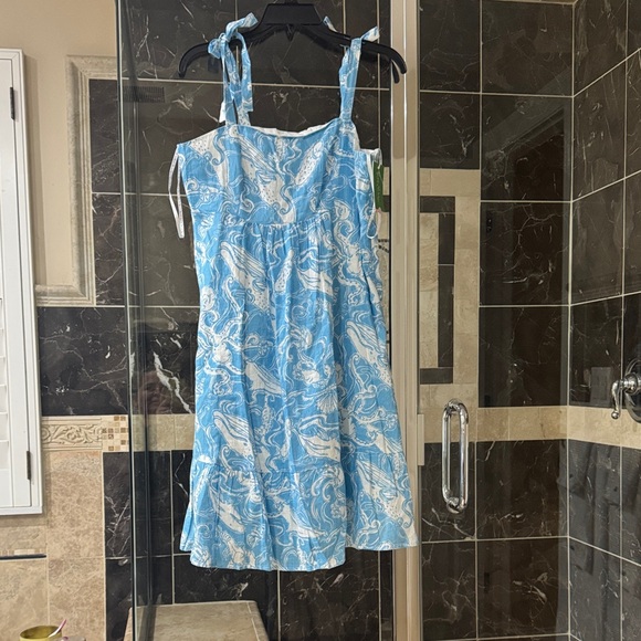 Lilly Pulitzer Dresses & Skirts - Lilly Pulitzer Blue and White Tie-Shoulder Sundress